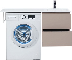 Aquanet Тумба с раковиной Алвита 120 R подвесная капучино под стиральную машину – фотография-7